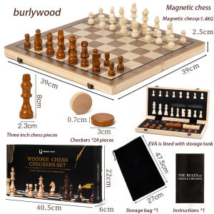Magnetic wooden board set Wooden collapsible chess set Enhanced Mind Travel Family activities 2-in-1 board