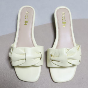 New Elegant Korean Style Bowknot Heel Mules in White/Beige/Black
