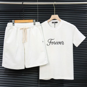 Set đồ thun nam thêu logo nổi phối quần bố chất vải thun xốp dập nổi cực dễ phối đồ hotrend