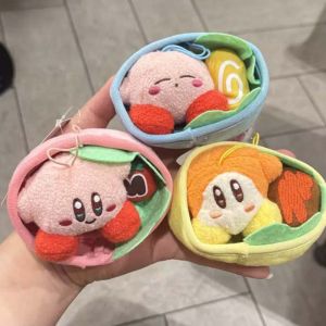 YAOO Kawaii Pink Kirby Keychain Soft Cartoon Kirby Plush Doll Bag Accessory Japanese Style Waddle Dee Pendant Boys