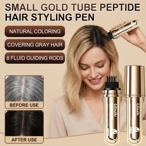 Small Gold Tube Peptide Hair Styling Pen Instant Gray Hair Coverage Pen One-Comb Color Application Temporary Touch-Up Stick Sufficient