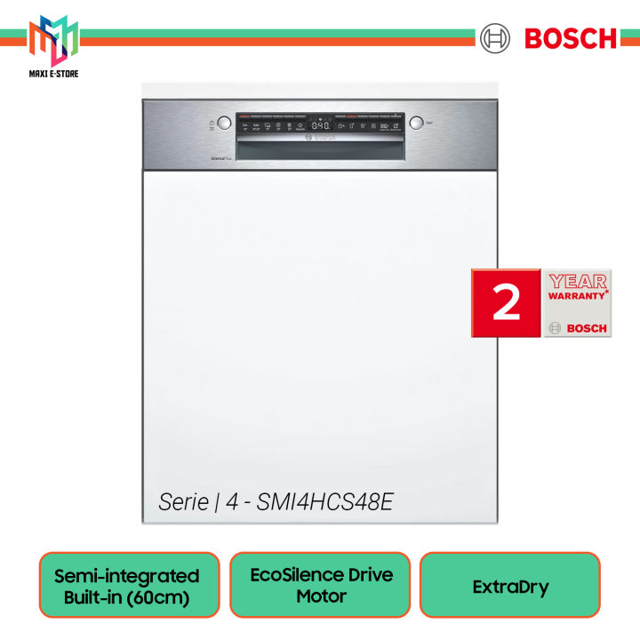 Bosch Serie 4 Semiintegrated Builtin Dishwasher, 60 cm Stainless