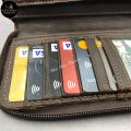 Lee Jeep Camel Long Zip Leather Wallet Genuine Cow Leather Purse Dompet Kulit Panjang. 