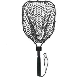 Collapsible Handle Fishing Net Fish Landing Net Saltwater Fishing Silicone Mesh for Safe Fish Catching