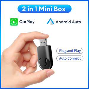 Acodo Wireless Carplay Box 2-in-1 Wired to Wireless Carplay Android Automatic Adapter 5.0 Bluetooth Plug and Play Mini AI Box Automatic Connection Dongle Compatible with 99% of Cars