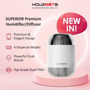 HouzBots [Premium & Superior Grade] 1L Humidifier Diffuser Dual Large Mist Spray PuriBots PD-100