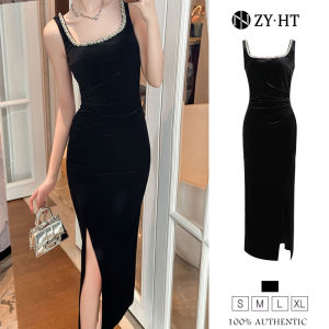 ZYHT EraVogue Đầm Váy nữ váy đen váy dài tay váy quây váy nhung váy xã hội cao váy cổ điển váy sự kiện váy dự tiệc váy Pháp 9678