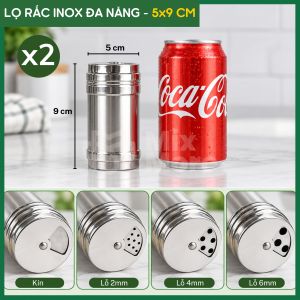 Lọ rắc inox ĐA NĂNG 4 mức xoay rắc bột tiêu muối ớt bột đựng tăm..dùng cho quán ăn cà phê nhà hàng Mixmore