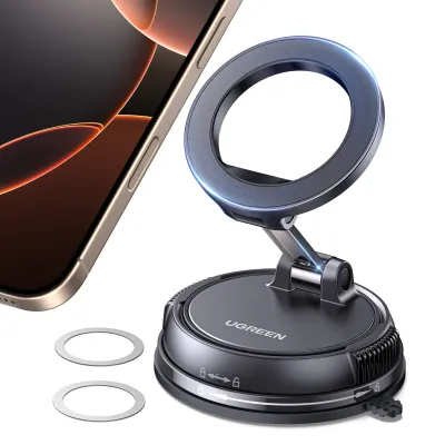 UGREEN Suction Cup Magnetic Phone Holder Magsafe Car Phone Holder 360° Rotation Dashboard Phone Stand For iPhone 16 Pro Max iPhone 17 Pro Max iPhone 15 Pro Samsung S26 Ultra S25 Ultra Vlog Phone Holder