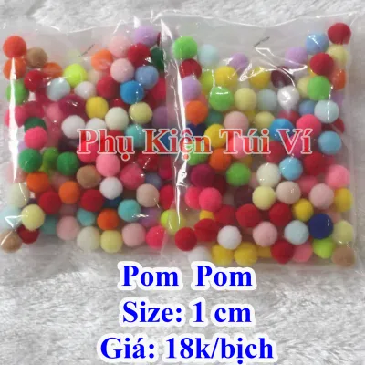 Pom pom 1cm 35k/100c làm đồ handmade màu ngẫu nhiên