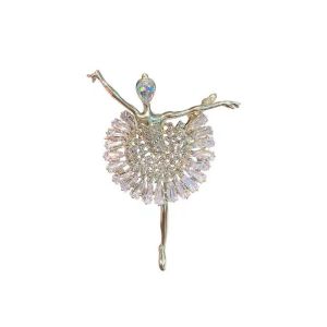 WENSH Cute Exquisite Rhinestone Brooch Crystal Clothing Accessories Party Ballerina Pin Korean style Womens Brooch Ballet Girl Brooch