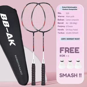 Raket Carbon/Badminton Racket GR 520 Silver Termasuk Senar Plus Cover