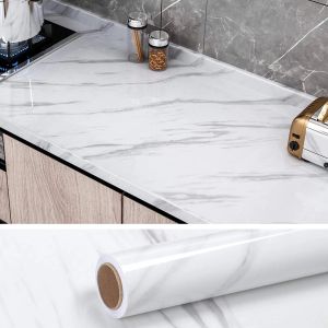 60*100cm Marble Kitchen Decorate Wallpaper Waterproof And Oil Proof Stickers Thickening Table Contact Paperpeel Self Adhesive Decorative Vinyl Film For Desk Countertopcabinetremovable Wall Covering Bathroom Texture Design Foil Decor