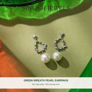 SINLISH Store Recommended Must-Have 6A+ Perfectly Round Flawless Natural Pearl High Luster Earrings 9-10mm