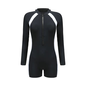 ชุดว่ายน้ำ แขนยาวเซ็กซี่ ผ้าเนื้อดี งานดี มีฟองน้ำชุดดำน้ำวันพีซแห้เร็ว เสื้อว่ายน้ําแขนยาว+แว่นตาว่ายน้ำ สูท