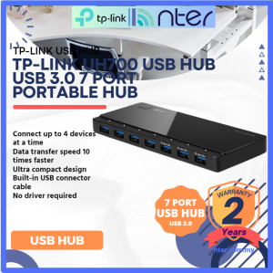 TP-LINK Tplink 7 USB 3.0 Port Hub + 2 USB Charging Ports Speed Fast Data Transfer Plug and Play 1m Cable Black UH720