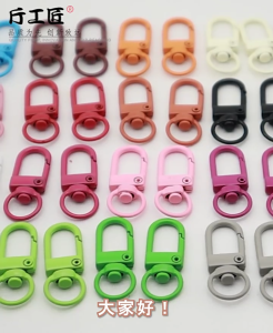 Set of 100 Colorful Spring Fastener Rotatable Keyring Carabiners Hook Rotating Snap Hooks Metal Key Rings Lobster Clasps