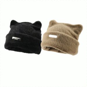 Cap Bear Decorative Beautification Woolen Cap Windproof Suitable for All Face Shapes Big Head Circumference