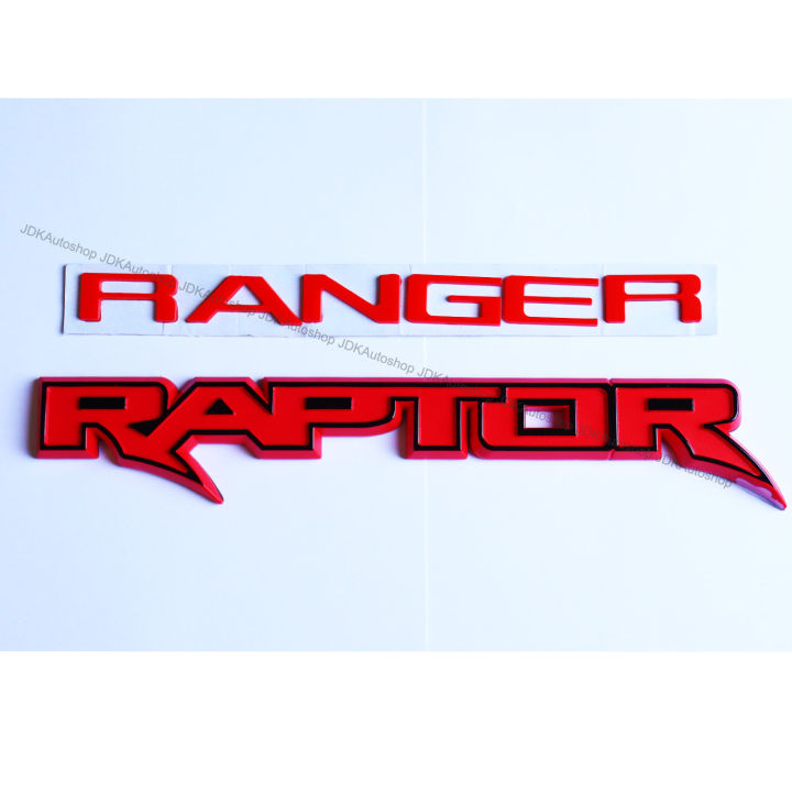 Sign Writing Raptor Ranger 2 ชิ้น โลโก้ RANGER RAPTOR สีแดง สำหรับ RANGER ติดฝากระโปรงหน้า RAPTOR ...
