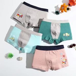 SMY 4PCS Cotton Boys Boxer Shorts Cartoon Pattern Teenager Underwear Soft Briefs for Kids Boy 2-15 Years