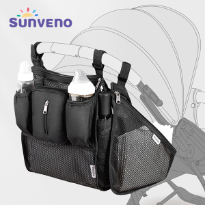 Sunveno Baby Stroller Organizer Bag Infant Pram Cart Storage Bag with Baby Trolley Bag Carriage Bag Stroller Accessories 2pcs/set