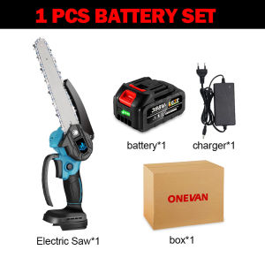 ONEVAN 8 Inch 3000W Brushless Mini Electric Chain Saw Rechargeable Woodworking Power Tools Garden Tree Logging Trimming Saw