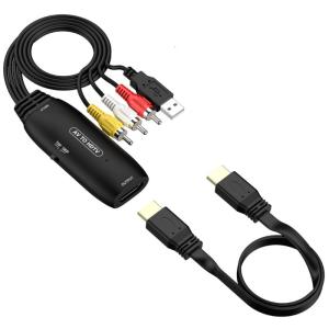 ตัวแปลง AVs เป็น HDMIs ตัวแปลง RCAto HDMIs รองรับเอาต์พุตที่ชัดเจนสูงสำหรับ VCR VHS DVR และคอนโซลเกม