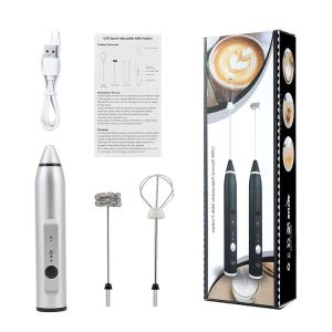 in stock-hot saleBREWISH Barista 3 Speed Electric Milk Frother Coffee Rechargeable Bakery Egg Whisk Head Handheld Foam Maker Coffee Latte