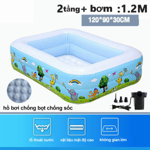 BỂ BƠI CHO BÉ Bể Bơi 3 Tầng Đầy Đủ Kích Thước Bể Bơi Trong Nhà Hình Chữ Nhật Loại Dày Có Đáy Chống Trượt An Toàn