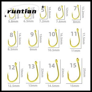 runtian 100pcs hộp màu vàng với vòng ống trả iseini móc thép gai thép carbon cao biển Móc Câu Cá