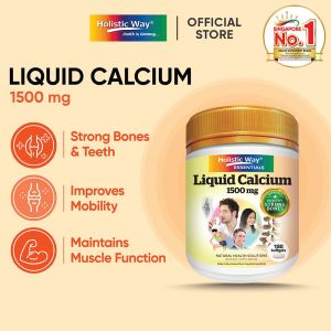 Holistic Way Essentials Liquid Calcium 1500mg – Supports Strong Bones Teeth Muscle & Nerve Function (180 Softgels)