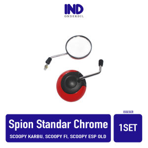 Kaca Spion Standar Model Scoopy Karbu FI eSP Gagang Chrome Merah-Biru-Hitam-Putih Bisa Untuk Motor Honda Kanan Kiri Drat Kanan Beat Grand Spacy Supra dll