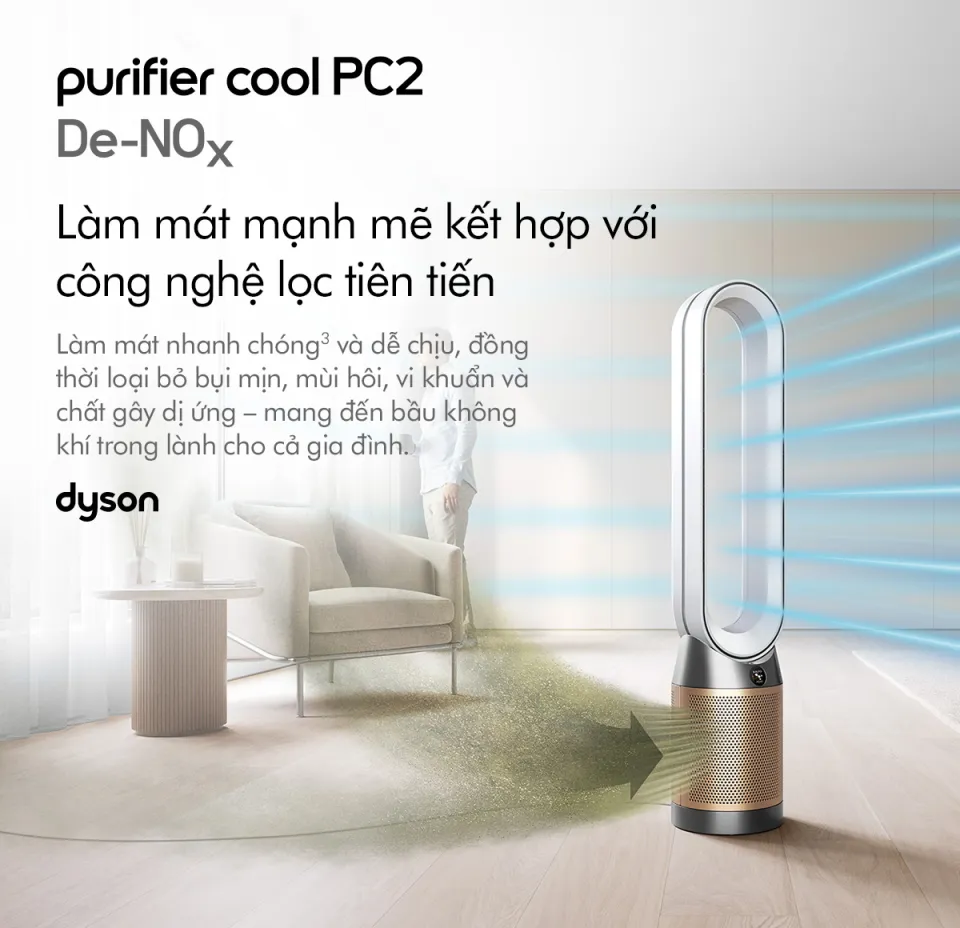Máy lọc không khí Dyson Purifier Cool PC2 De-NOx TP12 Trắng Vàng