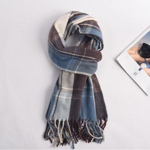 COVIEEZB Tua rua Khăn quàng cổ len kẻ sọc Màu xanh lá cây Retro Vải nhung lông Khăn quàng cổ Cashmere mùa đông Dày Khăn choàng Cashmere Áo choàng quấn Nữ/Nam