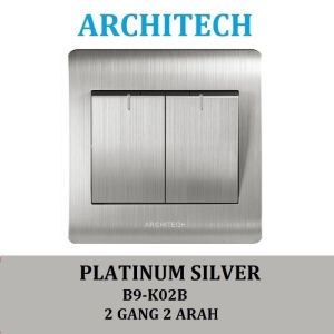 ARCHITECH PLATINUM B9-K02A Sakelar/Saklar/CETEKAN Lampu 2 Gang 1 Arah platinum silver
