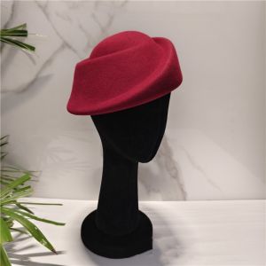 HUNIU HOUSE Phong cách Hepburn Mũ len kiểu hộp Mũ Fedora Thanh lịch Mũ Beret Cổ điển Mái vòm Mũ hộp thuốc Quý cô