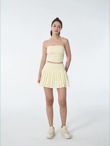 Women Summer Tennis Skirt Solid Color Pleated 2 In 1 Running Skirt Breathable Quick Dry Pocket Badminton Skirt Short Sportswear2026