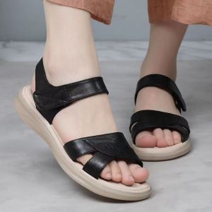[Free Shipping] WomenS Flat-Soled Mom Sandals With Rubber Soles New Summer Style Versatile For Outdoor Wear Comfortable And Lightweight Suitable For Middle-Aged And Elderly With Velcro Fastening