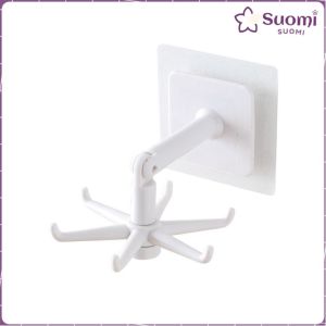360 Degrees Rotated Kitchen Hooks Self Adhesive 6 Hooks Wall Door Hook Handbag Clothes