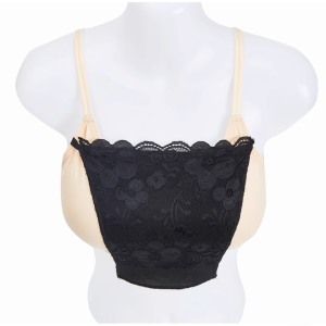 JOYPICKS สองชั้น ชุดเกาะอกไร้สาย ตาข่ายแบบตาข่าย ดอกไม้ประดับดอกไม้ ยกทรงจำลองคลิปออน แฟชั่นสำหรับผู้หญิง เสื้อกั๊กคลุมแผง เสื้อลูกไม้ป้องกันแสงสะท้อน สำหรับผู้หญิง