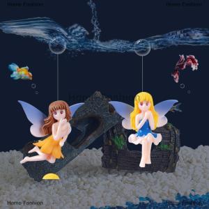 [COD] Home Fashion Cartoon Fish Tanks Decor Mini Diver Simulated Floating Mermaid Aquarium Fish Tank Decoration Kiki Pendant Aquarium Accessories