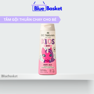Sữa Tắm Thuần Chay Trẻ Em 3in1 Hương Mâm Xôi OC Naturals Kids 400ml Úc Giúp Làm Sạch Da Tạo Bọt Dịu Nhẹ Thơm Mát