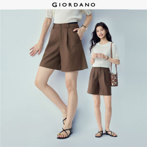 Giordano Beau Monde Women Colorblock mid rise pleated shorts Free Shipping 13406316