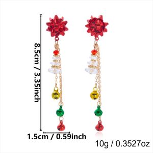 SOULLOV Rhinestone Christmas Earrings Bell Snowflake Christmas Jewelry Sweet Creative Xmas Drop Dangle Stud Christmas
