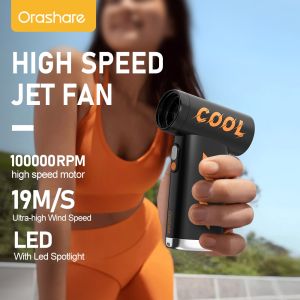 【BIG SAVINGS】 Orashare HF07 3 in 1 Portable Turbo Jet Fan 9000mAh Battery Rechargeable Fan 100 Speed With Light