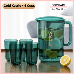 ECOWARE 2200ML Cold Kettle Water Jug Set With 4 Cup/Drinking Glass Serving Jug Refrigerator Water Jar Pitcher Jug 冷水壶套装