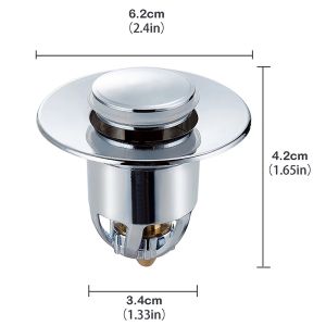 Universal Stainless Steel Pop-Up Bounce Core Basin Drain Filter Hair Catcher Deodorant Bath Stopper Kitchen Bathroom Tool