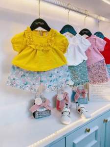 Set bộ đũi quần hoa bé gái