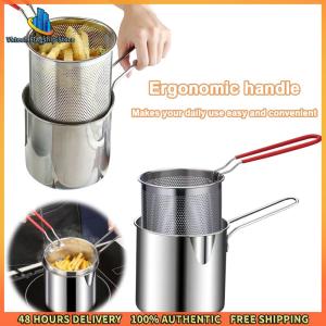 Vktech Professional Stainless Steel Deep Fryer Pot with Strainer 5L Large Capacity for Family Meals