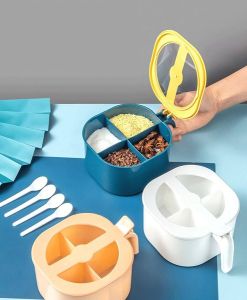 Tempat Bumbu 4 Sekat Toples Bumbu Dapur Wadah Aesthetic Set 4 in 1 Rak Unik Tempel Dinding Susun